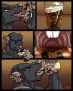 "Beer Time" [furry][oral][soft][size difference][comic]