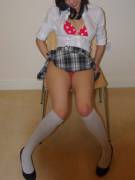 [22F/38M] - Hope you like my schoolgirl outfit? Looking for a naughty girl to message and hopefully more...
