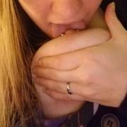 Licking my piercing for fun