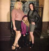 6'9" Lindsay Hayward and 6'4" Krista Kay with tiny Lissy.