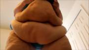 Destiny jiggles her massive belly fat rolls