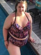 Fat lady poolside.