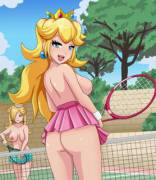 Peach and Rosalina playing tennis (shablagooo)