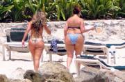 Two bikini babes with wide asses