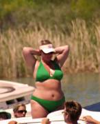 Chubby girl in a bikini on boat, sounds like heaven