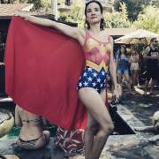 Alison Becker in a Wonder Woman Swim Suit