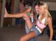 Two girls drunk on Keystone Light