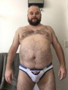 Mostly in my new jock strap :)
