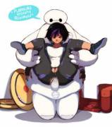 Go Go Tomago testing out some of Baymax's advanced functions (Maizken)