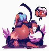 Ms. Fortune eating ass. Specifically, her own ass (Riendonut) [Skullgirls]