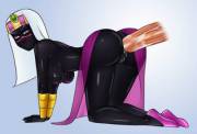 Seems like there's a fair amount of Queen Tyr'ahnee stuff being produced lately. Anyways, here she is taking a dick in the bum (sq003) [Duck Dodgers / Looney Toons]
