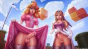 Peach &amp; Zelda showing off their dripping cocks (personalami)