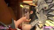 Mercy sucking her cock (Strapy)