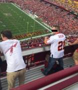 Redskins fans having fun on upper level
