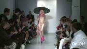 Completely naked on the runway