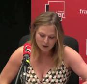 French Actress Constance Pittard goes topless on a live French news radio show