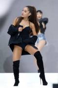 Ariana Grande pantyhose peek during a concert