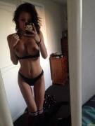 Skinny Babe posts a sexy topless selfie