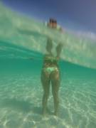 GF in pool underwater bikini pic