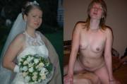 Bride in dress and fucking (dressed undressed)