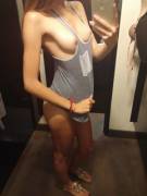 Trying on a tank top