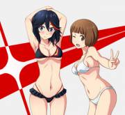 Ryuko and Mako in two-piece swimsuits