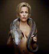 Gillian Anderson with a conger eel