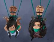 Asami and Korra Suspended