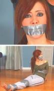 Gorgeous redhead tied up and gagged with duct tape. (Elle Alexandria)