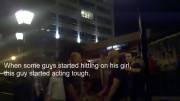 Loyal girlfriend confronts the bar bully who beat up her man.