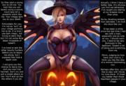 Becoming a Witch's Love Slave [Female, Witch, Wings, Cleavage, Gloves, Stockings, Pumpkin]