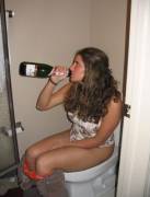 Another Drinking while on Toilet