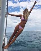 Hanging off the boat