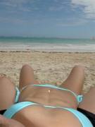 Blue bikini on the beach