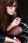 Beautiful brunette with glasses