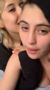Lia Marie Johnson topless in bed with her friend