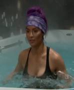 They took away Natalie's bikini, but she still looks good in the pool.