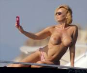 Marlene Mourreau Caught Taking Topless Selfies on a Boat
