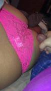 Huge cumshot on cute pink panties booty while sleeping