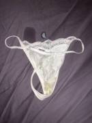 My sisters little white thong. (I love white on women)
