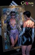 Selina's tight dress and cleavage [Catwoman #17]