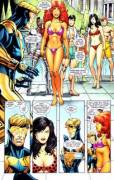 Starfire and Donna Troy(Wonder Girl) in bikinis [Booster Gold Vol. 2 #22]