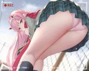 Zero Two's lovely thighs pressed together
