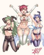 Palla, Est, and Catria in some fancy and naughty lingerie (NerdAmiba)