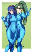 Lucina and Lyn in Samus Aran's Zero Suits! (LindaRoze)