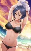 Kanade taking her shirt off [Idolmaster]