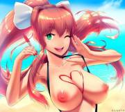 Slingshot bikini, revealed titties, the happy wink... that must mean only one thing - SHE WANTS THE D!!! (Monika) [oughta]