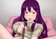 Yuri is using a pen~! 