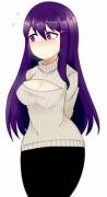 Yuri wearing most of her signature sweater (zenyamo)