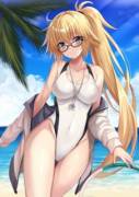 One-Piece swimsuit and glasses is quite the combo